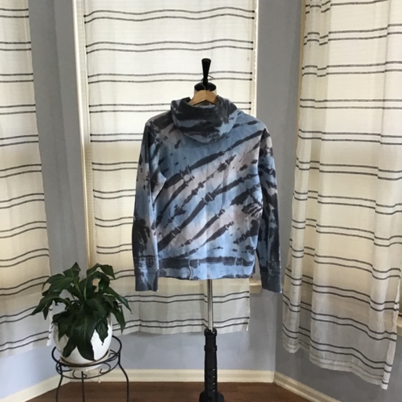 Aeropostale Men Size Small Script Logo Tie Dye Pullover Hoodie Blue Embroidered - Picture 8 of 10